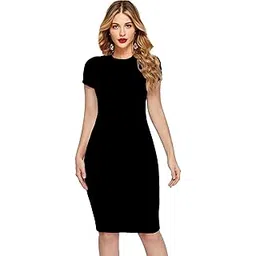 dream beauty fashion Women's Short Sleeves Casual Midi Bodycon Polyster Blend Dress (38" Inches)-picture-43