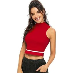 Dream Beauty Fashion Women’s Sleeveless Slim Fit Crop/Tank Top High Neck Casual (BZF-Top-Tipsy)-picture-13