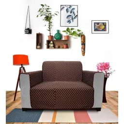 Coffee Solids Polyester 2 Seater Sofa Cover by Dream Care-picture-39