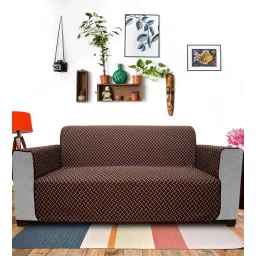 Coffee Solids Polyester 3 Seater Sofa Cover by Dream Care-picture-40