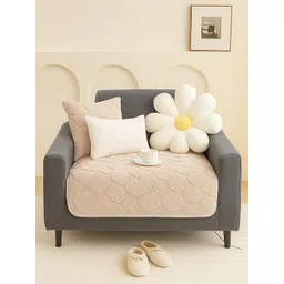 DREAM CARE Beige & Beige Printed 1 Piece Sofa Cover-picture-24