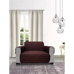 DREAM CARE Beige & Coffee Brown Quilted Reversible 2-Seater Sofa Cover With Arms & Pockets-picture-14