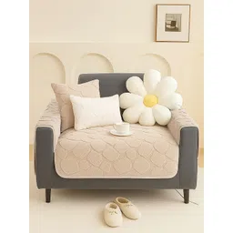 DREAM CARE Beige & Multicoloured Printed 3 Piece Sofa Cover With Arms-picture-26