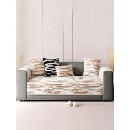 DREAM CARE Beige Polyester 3 Piece Sofa Cover With Arms-picture-20