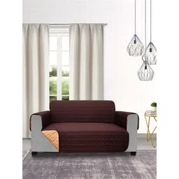 DREAM CARE Coffee Brown Quilted Reversible 3-Seater Sofa Cover-picture-29
