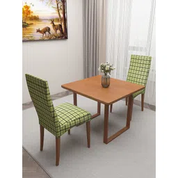 DREAM CARE Green & Black 2 Pieces Checked Stretchable Chair Covers image 2