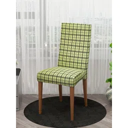 DREAM CARE Green & Black 2 Pieces Checked Stretchable Chair Covers image 3