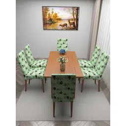 DREAM CARE Green & Black 6 Pieces Printed Chair Covers-picture-16
