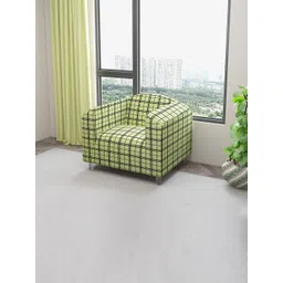 DREAM CARE Green & Black Checked Stretchable 1-Seater Sofa Cover With Anti Slip Foam Sticks-picture-18