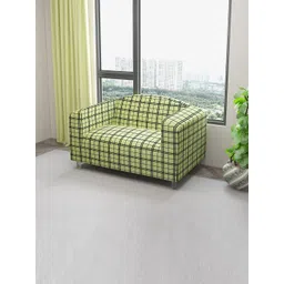DREAM CARE Green & Black Checked Stretchable 2-Seater Sofa Cover With Anti Slip Foam Sticks-picture-12