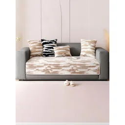 DREAM CARE Grey & Beige Printed 1 Piece Sofa Cover-image-31