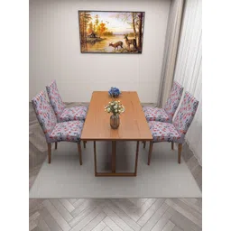 DREAM CARE Grey & Red 4 Pieces Printed Stretchable Chair Covers-picture-36