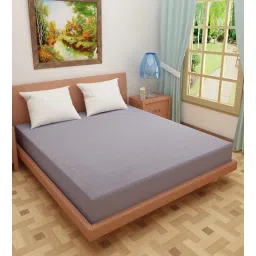 dream care Luxury Waterproof Fitted Terry Cotton Single Size (72x30) Mattress Protector in Grey Colour-picture-37