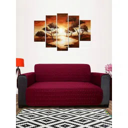 DREAM CARE Maroon & Coffee Brown Quilted Reversible 4 Seater Sofa Cover With Pockets-picture-10