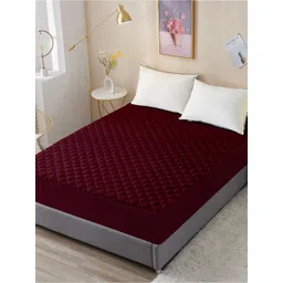 DREAM CARE Maroon Solid Waterproof King Size Mattress Protector-picture-13