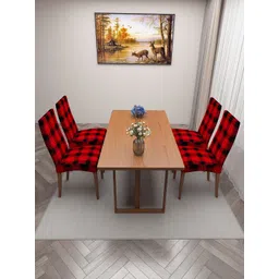 DREAM CARE Red & Black 4 Pieces Printed Chair Covers-picture-11