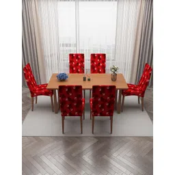 DREAM CARE Red & Black 6 Pieces Printed Stretchable Chair Covers-picture-13