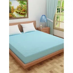 DREAM CARE Turquoise Blue Solid Mattress Protector-picture-19