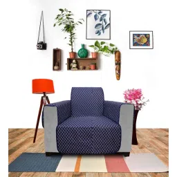 Navy Blue Solids Polyester 1 Seater Sofa Cover by Dream Care-picture-13
