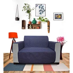 Navy Blue Solids Polyester 2 Seater Sofa Cover by Dream Care-picture-14