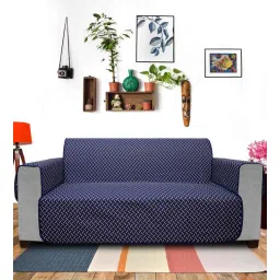 Navy Blue Solids Polyester 4 Seater Sofa Cover by Dream Care-picture-26