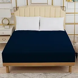 DREAM CARE Waterproof Mattress Protector 4875 Navy Blue | Fitted Bed Cover Terry Cotton Surface with TPU Backing | Soft, Breathable, Noiseless, Hypoallergenic Mattress Cover-picture-11
