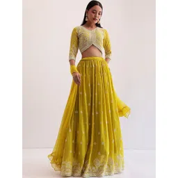 DREAM EXPORTER Embroidered Thread Work Semi-Stitched Lehenga & Blouse With Dupatta-picture-38