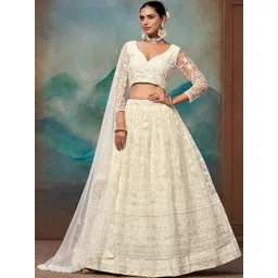 DREAM EXPORTER Embroidered Thread Work Semi-Stitched Lehenga & Blouse With Dupatta-picture-40