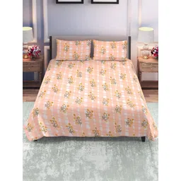 DREAM LIVING Beige Floral 144 TC Queen Bedsheet with 2 Pillow Covers-picture-36