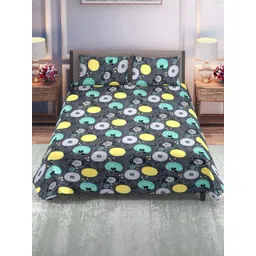 DREAM LIVING Black Floral 144 TC Queen Bedsheet with 2 Pillow Covers-picture-38