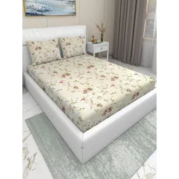 DREAM LIVING Floral Print 144 TC King Size Bedsheet With 2 Pillow Covers-picture-34