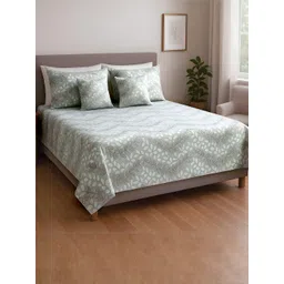 DREAM LIVING Grey Floral 144 TC Queen Bedsheet with 2 Pillow Covers-picture-25