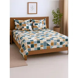 DREAM LIVING Multicoloured Geometric 144 TC Queen Bedsheet with 2 Pillow Covers-picture-27