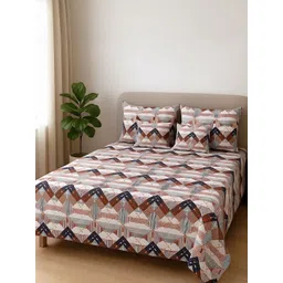 DREAM LIVING Multicoloured Geometric 144 TC Queen Bedsheet with 4 Pillow Covers-picture-24