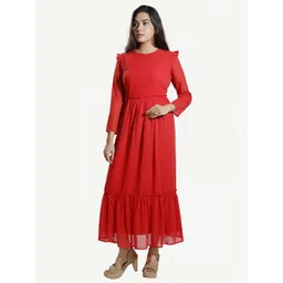 Dream of Glory Inc Red Layered Georgette Maxi Dress-picture-39