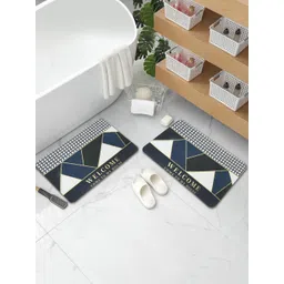 DREAM WEAVERZ 2 Pieces Black HD Printed High Water Absorbent Bath Rugs-picture-14