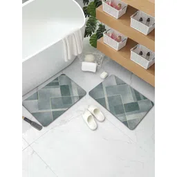 DREAM WEAVERZ 2 Pieces Grey HD Printed 400 GSM High Water Absorbent Bath Rugs-picture-15