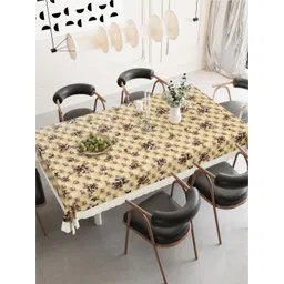DREAM WEAVERZ Beige Floral Waterproof 6-Seater Table Cover with Embellished details-picture-30