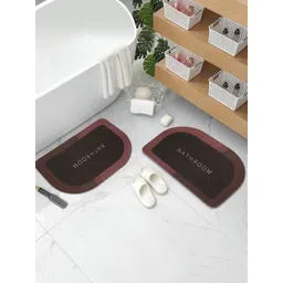 DREAM WEAVERZ Brown & White 2 Pieces HD Printed 400 GSM High Water Absorbent Bath Rugs-picture-22