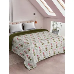 DREAM WEAVERZ White & Pink Floral Mild Winter 120 GSM Double Bed Dohar-picture-20