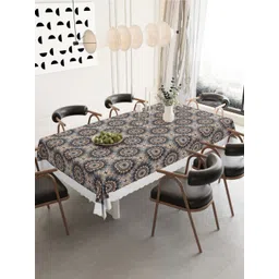 DREAM WEAVERZ White Floral Waterproof 6-Seater Table Cover with Embellished details-picture-25