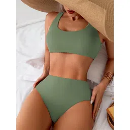 DREAM X FASHION Round Neck High-Waist Swim Bikini Set-picture-30