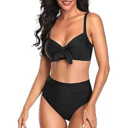dream x fashion SIIZ Fashion Women Two Piece Swimsuits High Waisted Bikini Set Tummy Control Full Coverage Ruched Tie Knot Bathing Suits-picture-11