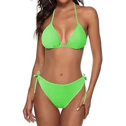 dream x fashion Women String Bikini Set Halter Side Tie Two Piece Swimsuit Triangle Bathing Suits Non Padded-picture-53