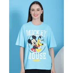 Dreambe Women Pack Of 2 Mickey Mouse Fusion Graphic Printed Cotton Oversized T-shirts-picture-20