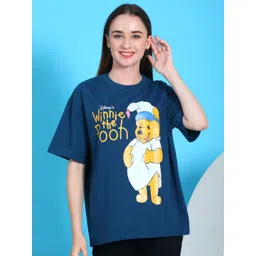 Dreambe Women Pack Of 2 Winnie The Pooh Fusion Graphic Printed Cotton Oversized T-shirts-picture-30