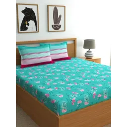 Dreamscape Blue Cotton 144 TC Bed Sheet Set-image-0