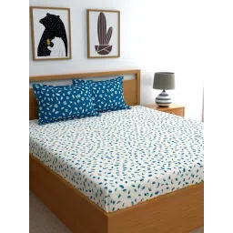 Dreamscape Blue Cotton 180 TC Bed Sheet Set-image-9