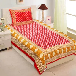 dreamsoft 144 TC Cotton Single Jaipuri Prints Flat Bedsheet-picture-33
