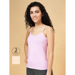 Dreamz by Pantaloons Beige & Lilac Cotton Camisoles - Pack Of 2-picture-11